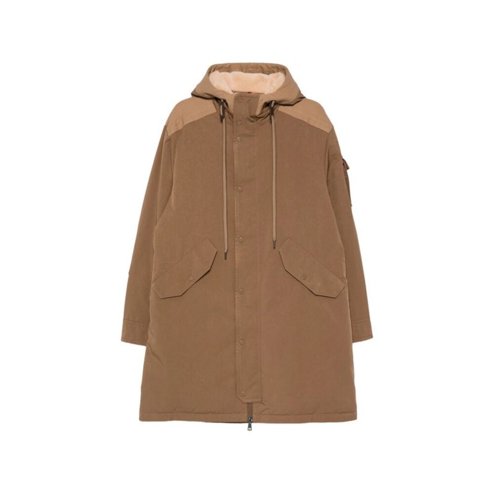 Moncler Brown Coats - Single Breasted Coats Men